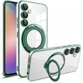 thumbnail image 1 of Electroplated Clear Magnetic Phone case with Hidden Finger Ring Holder, Drop-Proof and wear-Resistant, for Samsung Galaxy S24 S23 S22 S20 Ultra Plus FE Phone case (Green,S24 Plus), 1 of 8