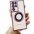 thumbnail image 1 of Electroplated Clear Phone case with Magnetic Suction Function, Simple and Fashionable, Drop-Proof and Shock-Proof, for Samsung Galaxy S23 S22 Ultra Plus Phone Case (Dark Purple,S22 Plus), 1 of 8