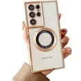 thumbnail image 1 of Electroplated Clear Phone case with Magnetic Suction Function, Simple and Fashionable, Drop-Proof and Shock-Proof, for Samsung Galaxy S23 S22 Ultra Plus Phone Case (Gold,S22 Plus), 1 of 8
