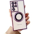 thumbnail image 1 of Electroplated Clear Phone case with Magnetic Suction Function, Simple and Fashionable, Drop-Proof and Shock-Proof, for Samsung Galaxy S23 S22 Ultra Plus Phone Case (Dark Purple,S22 Plus), 1 of 8