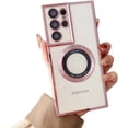 thumbnail image 1 of Electroplated Clear Phone case with Magnetic Suction Function, Simple and Fashionable, Drop-Proof and Shock-Proof, for Samsung Galaxy S23 S22 Ultra Plus Phone Case (Pink,S23), 1 of 8