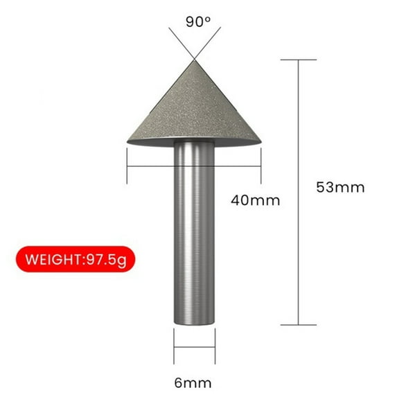 Electroplated Diamond Cone Chamfer Grinding Head Stone Glass Chamfering 40Mm