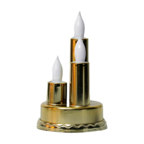 Electroplated Electronic Candle Set, Three Head LED Candle Ornaments, Realistic Flame Simulation for Home Decoration, Battery Operated, Odorless, Safe and Convenient Plastic Design