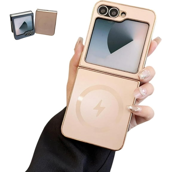 Electroplated Frosted Magnetic Case Cover for Samsung Flip Series, Slim Protective Phone Case Plating Cover for Samsung Galaxy Z Flip7/6/5 (Gold,for zflip 6)