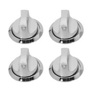 Electroplated Gas Grill Knobs,4-Pack Metal Replacement BBQ Control Knobs,Heat-Resistant Silver Accessories for Outdoor Cooking,Easy Installation,Universal Fit