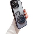 thumbnail image 1 of Electroplated Glitter swan Pattern Phone case with Glitter or Without Glitter Paper, Drop-Proof, Light Luxury Style, for iPhone 15 14 13 12 11 Pro Max case (Black 1,iPhone 13 Pro Max), 1 of 8