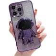 thumbnail image 1 of Electroplated Gradient Glitter Astronaut Case with Astronaut Hidden Stand, Drop Proof, Glitter Paper for iPhone 15 14 13 12 11 Pro Max Mini XS XR X 7 8 SE Phone Case (Dark Purple,iphone 13 mini), 1 of 8