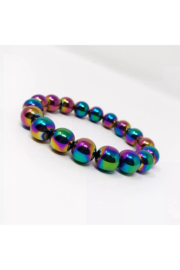 Electroplated Hematite Non-Strong Stretch Bracelet Unisex Adjustable Size X1