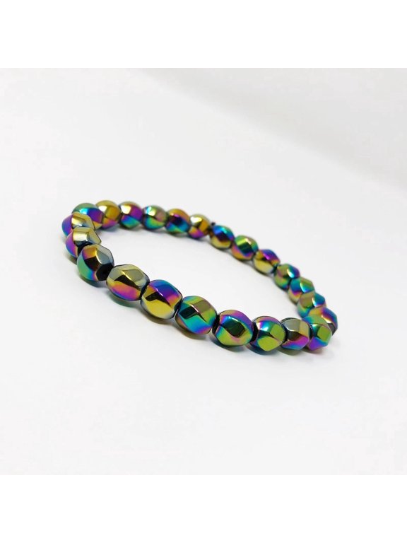 Electroplated Hematite Non-Strong Stretch Bracelet Unisex Adjustable Size X4