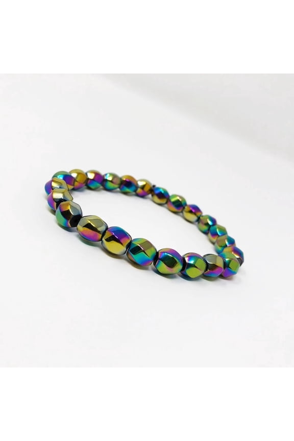 Electroplated Hematite Non-Strong Stretch Bracelet Unisex Adjustable Size X4