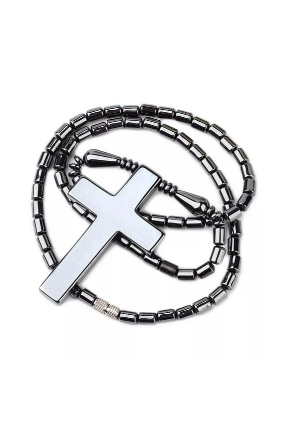 Electroplated Hematite Non-Strong Necklaces Unisex Multicolor Cross X63