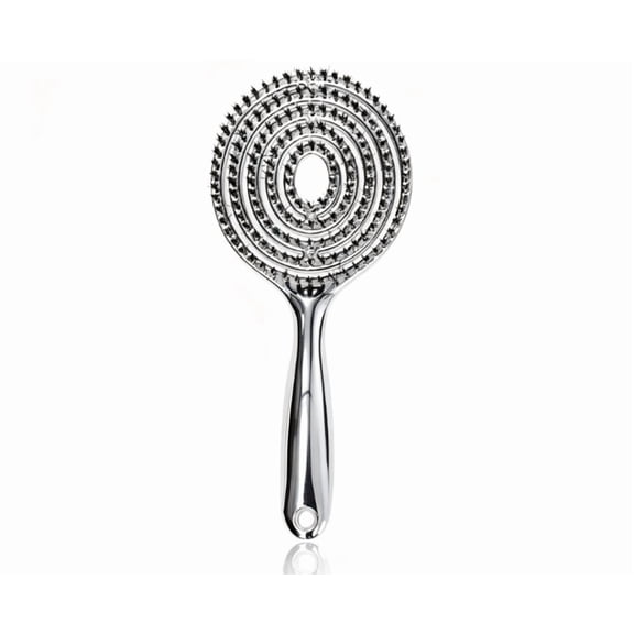 Electroplated Hollow Round Bristle Hair Brush - Anti-Static Massage Brush, Reduces Heat Damage, Ideal for Quick Drying and Voluminous Styling