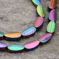 thumbnail image 1 of Electroplated Leaf Non-magnetic Synthetic Hematite Bead Strands Multi-color Plated 7.5x4x2mm Hole: 0.5mm about 55pcs/strand 16 inch, 1 of 2
