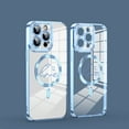 thumbnail image 1 of Electroplated Magnetic Case for iPhone 14 Plus, High-Transparency Clear Cover Compatible with MagSafe Wireless Charging, Sparkle Lens Protection Love Pattern Shockproof Case, Blue, 1 of 7