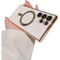 thumbnail image 1 of Electroplated Magnetic Clear Case, Full Lens Cover with Lens Film, Drop Proof, for Samsung Galaxy S24 S23 S22 S21 S20 Note20 Note10 Ultra Plus FE Phone Case (Gold,S21 Ultra), 1 of 7