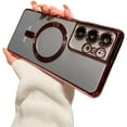 thumbnail image 1 of Electroplated Magnetic Clear Case, Full Lens Cover with Lens Film, Drop Proof, for Samsung Galaxy S24 S23 S22 S21 S20 Note20 Note10 Ultra Plus FE Phone Case (Scarlet Red,S22), 1 of 1