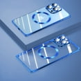 thumbnail image 1 of Electroplated Magnetic Clear Case for iPhone 15 Plus, Compatible with MagSafe Wireless Charging, Slim Lightweight Cover with Lens Protector Dustproof Net Case, Navyblue, 1 of 11