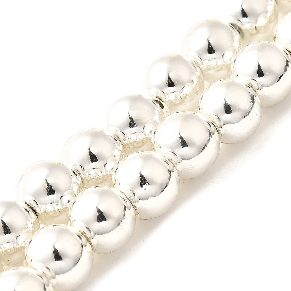 Electroplated Magnetic Hematite Beads Strands Grade AAA Round Silver Plated 8mm Hole: 1.4mm about 56pcs/strand 15.75 inch(40cm)
