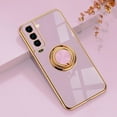 thumbnail image 1 of Electroplated Magnetic Ring Holder Case, 360 Degree with Rotation Metal Finger Ring Holder Magnet Car Holder Soft Silicone Shockproof Cover for Samsung Galaxy S21 FE - Purple, 1 of 13