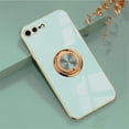 thumbnail image 1 of Electroplated Magnetic Ring Holder Case, 360 Degree with Rotation Metal Finger Ring Holder Magnet Car Holder Silicone Cover for iPhone SE(5G) 2022 iPhone 7 iPhone 8 iPhone SE 2020 - Mint Green, 1 of 14
