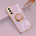 thumbnail image 1 of Electroplated Magnetic Ring Holder Case for Samsung Galaxy S21 5G, 360 Degree with Rotation Metal Finger Ring Holder Magnet Car Holder Soft Silicone Shockproof Protective Cover - Purple, 1 of 8
