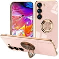 thumbnail image 1 of Electroplated Magnetic Ring Holder Case for Samsung Galaxy S23 5G, 360 Degree Rotation Metal Anti-Drop Finger Ring Holder Magnet Car Holder Soft Slim Silicone Shockproof Cover - Light Pink, 1 of 12