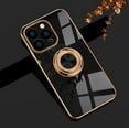 thumbnail image 1 of Electroplated Magnetic Ring Holder Case for iPhone 15 Pro, 360 Degree with Rotation Metal Anti-Drop Finger Ring Holder Magnet Car Holder Soft Slim Silicone Shockproof Cover - Black, 1 of 18