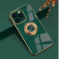 thumbnail image 1 of Electroplated Magnetic Ring Holder Case for iPhone 15 Pro Max, 360 Degree with Rotation Metal Anti-Drop Finger Ring Holder Magnet Car Holder Soft Slim Silicone Shockproof Cover - Dark Green, 1 of 18
