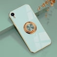 thumbnail image 1 of Electroplated Magnetic Ring Holder Case for iPhone XR, 360 Degree with Rotation Metal Finger Ring Holder Magnet Car Holder Soft Silicone Shockproof Cover for iPhone XR - Mint Green, 1 of 14