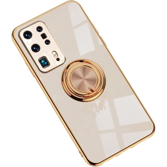 Electroplated Magnetic Ring Holder Phone Case for Samsung Galaxy Note 20 Ultra 10 Pro 9, Soft Lined Shockproof Back Cover(Pink,Note 9)