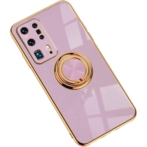 Electroplated Magnetic Ring Holder Phone Case for Samsung Galaxy Note 20 Ultra 10 Pro 9, Soft Lined Shockproof Back Cover(Purple,Note 20 Ultra)