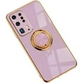 thumbnail image 1 of Electroplated Magnetic Ring Holder Phone Case for Samsung Galaxy S22 Ultra S21 Plus S20 FE, Soft Lined Shockproof Back Cover(Purple,S22 Ultra), 1 of 8