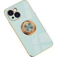 thumbnail image 1 of Electroplated Magnetic Ring Stand Phone Case for iPhone 13 Pro Max 12 11 X XS XR SE2 7 8 Plus, Soft Lined Shockproof Back Cover(Light Blue,13 Mini), 1 of 7