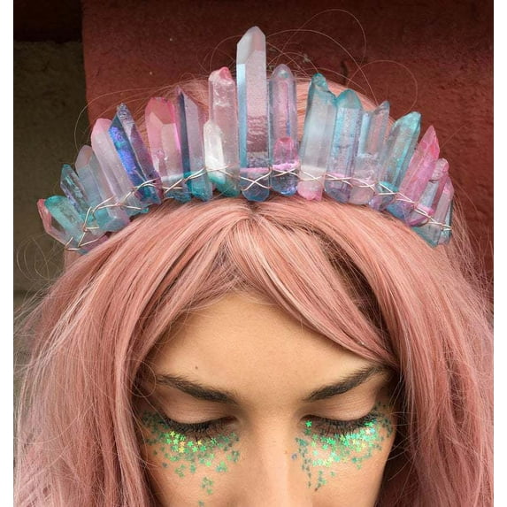 Electroplated Mermaid Purple Blue Crystal Crown Hair Band