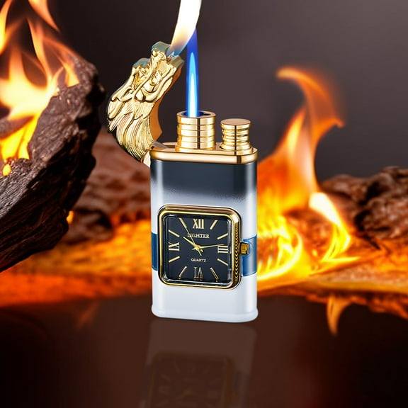 Electroplated Metal Double Fire Relief Lighter With Windproof Flame, Refillable Butane, Adjustable Flame Size, Premium Pocket Torch, Gift For Birthdays, Holidays, Outdoor Camping And Everyday Use