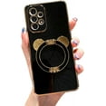 thumbnail image 1 of Electroplated Panda Stand Phone case, Hidden Stand, Cute Cartoon, for Samsung Galaxy A12 A22 A32 A51 A71 A52 A53 A72 A73 A21S A70 A13 A14 A24 A34 A54 Phone Case (Black,A34 5G), 1 of 8