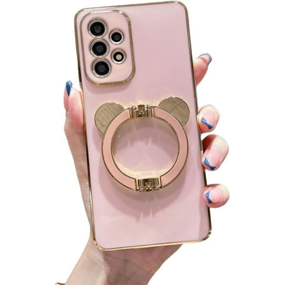 Electroplated Panda Stand Phone case, Hidden Stand, Cute Cartoon, for Samsung Galaxy A12 A22 A32 A51 A71 A52 A53 A72 A73 A21S A70 A13 A14 A24 A34 A54 Phone Case (Pink,A14 5G)