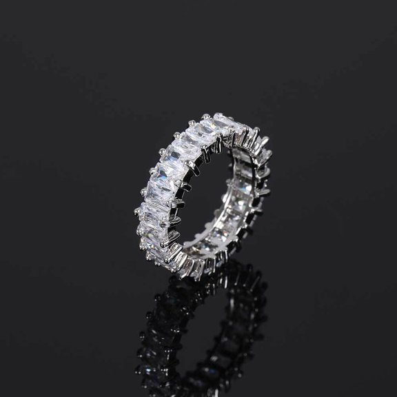 Electroplated Personality Design Single Row T Square Zircon Ring