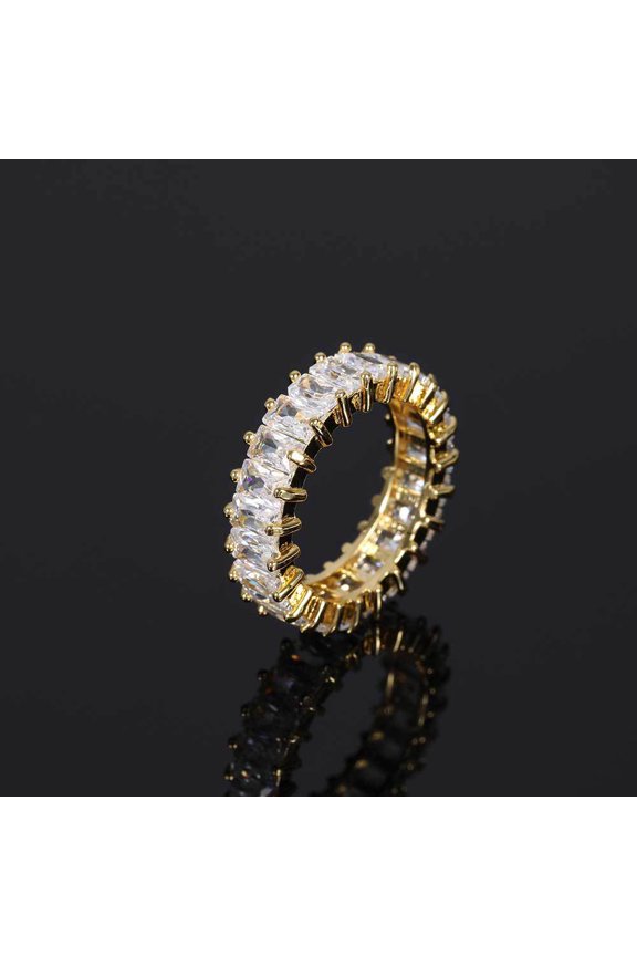Electroplated Personality Design Single Row T Square Zircon Ring