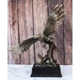 thumbnail image 1 of Electroplated Pewter Silver Bald Eagle With Open Wings Soaring Over Tree Statue, 1 of 10