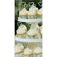 thumbnail image 1 of Electroplated Plastic Silver Heart Shaped Cupcake Picks - 12 ct, 1 of 2