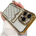 thumbnail image 1 of Electroplated Plug-in case with or Without Glitter Paper, Fashionable and Creative Phone case, Drop-Proof and Shock-Proof, for iPhone 15 14 13 Pro Max Phone case (Gold 1,iPhone 14 Pro Max), 1 of 8