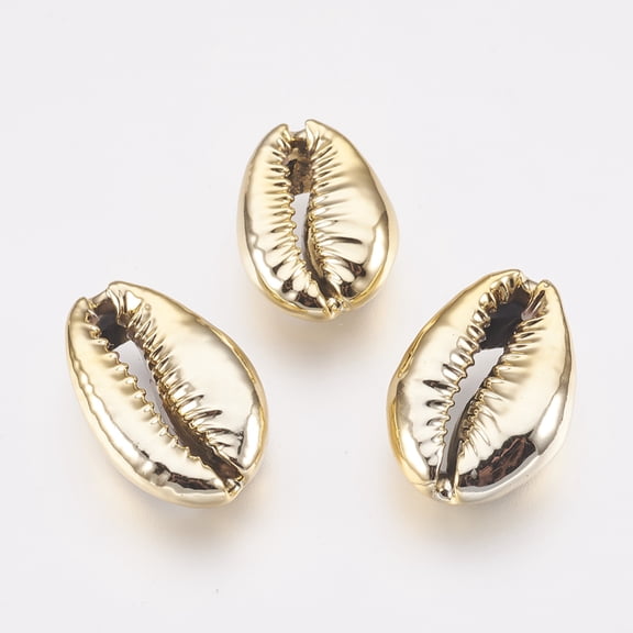 Electroplated Shell Beads Cowrie Shells Golden 12~19x8~13x4~6mm