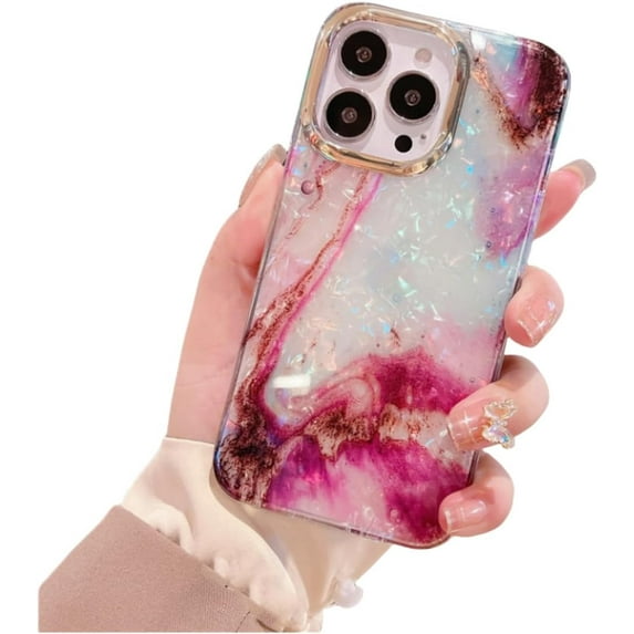 Electroplated Shell Pattern Marble Pattern Phone case, Anti-Drop and wear-Resistant, Small Perfume Design Sense, for iPhone15 14 13 12 11 Pro Max Plus Phone case (B7,iPhone 15 Pro Max)