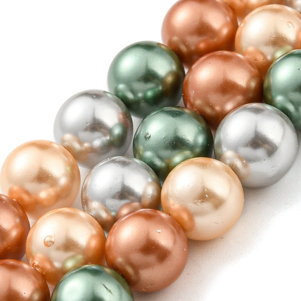Electroplated Shell Pearl Beads Strands Dyed Round Chocolate 8mm Hole: 0.8mm 52pcs/strand 15.94 inch(40.5cm)