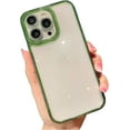 thumbnail image 1 of Electroplated Shiny Clear case with Multi-Coloured Frame Options, Comes with Lens Protection and is Drop-Proof, for iPhone 15 14 13 12 11 Pro Max Plus case (Green,iPhone 15 Pro), 1 of 8