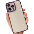 thumbnail image 1 of Electroplated Shiny Clear case with Multi-Coloured Frame Options, Comes with Lens Protection and is Drop-Proof, for iPhone 15 14 13 12 11 Pro Max Plus case (Purple,iPhone 15 Pro), 1 of 8