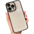 thumbnail image 1 of Electroplated Shiny Clear case with Multi-Coloured Frame Options, Comes with Lens Protection and is Drop-Proof, for iPhone 15 14 13 12 11 Pro Max Plus case (Black,iPhone 14 Pro Max), 1 of 8
