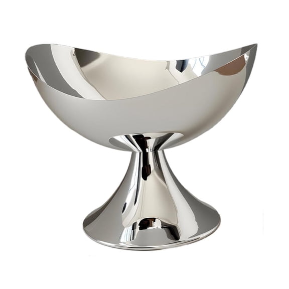 Electroplated Silver Decorative Tray, Wavy Wrought Iron Centerpiece Bowl for Entryway & Dining Table, Robust Metal Storage Organizer for Keys & Fruits, Moon Shape