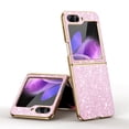 thumbnail image 1 of Electroplated Sparkle Case for Samsung Galaxy Z Flip 4, Shining Glitter Metal Frame Shockproof Slim Cover with CD Pattern Lens Protection for Samsung Galaxy Z Flip 4 Women Girls, Pink, 1 of 7